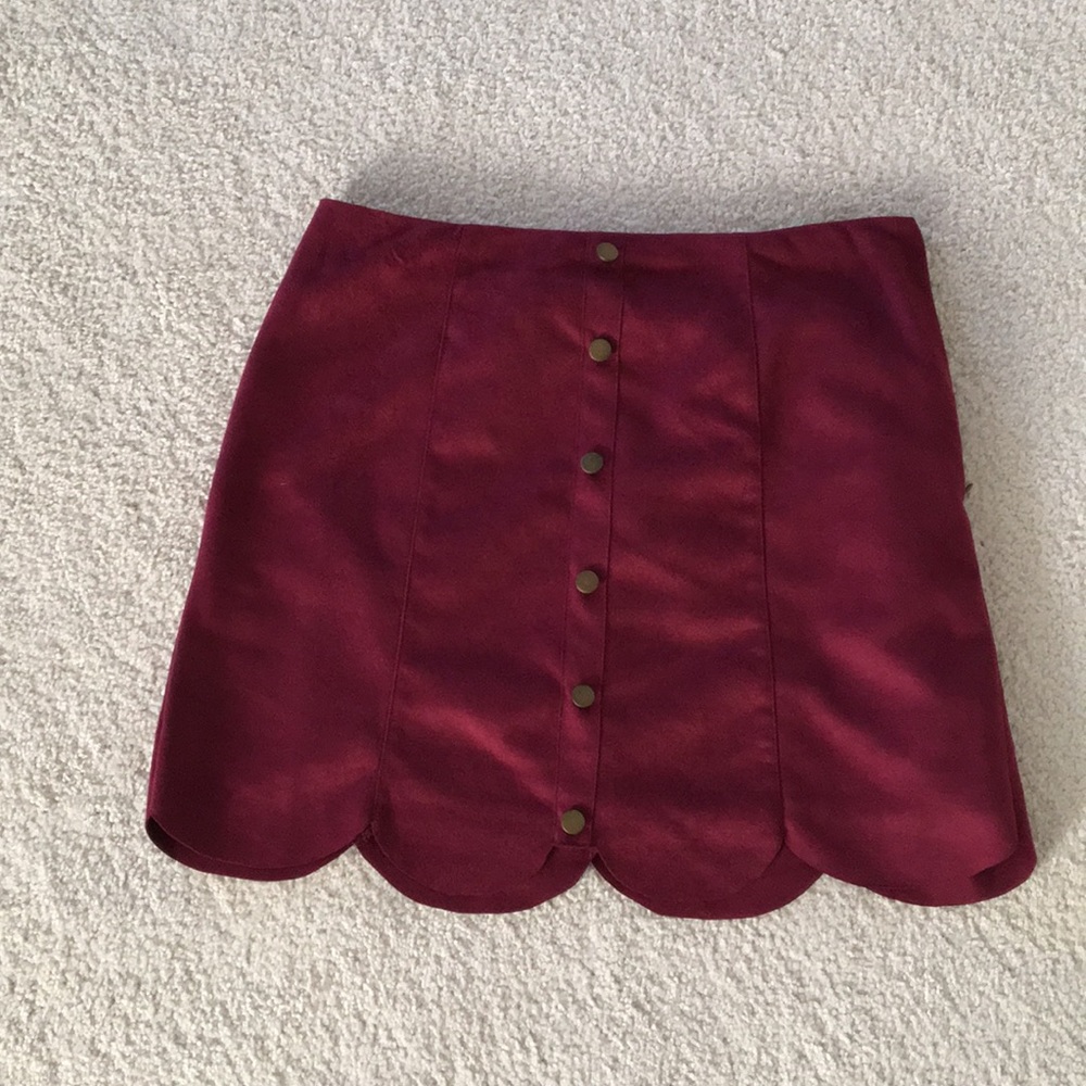 Suede burgundy skirt